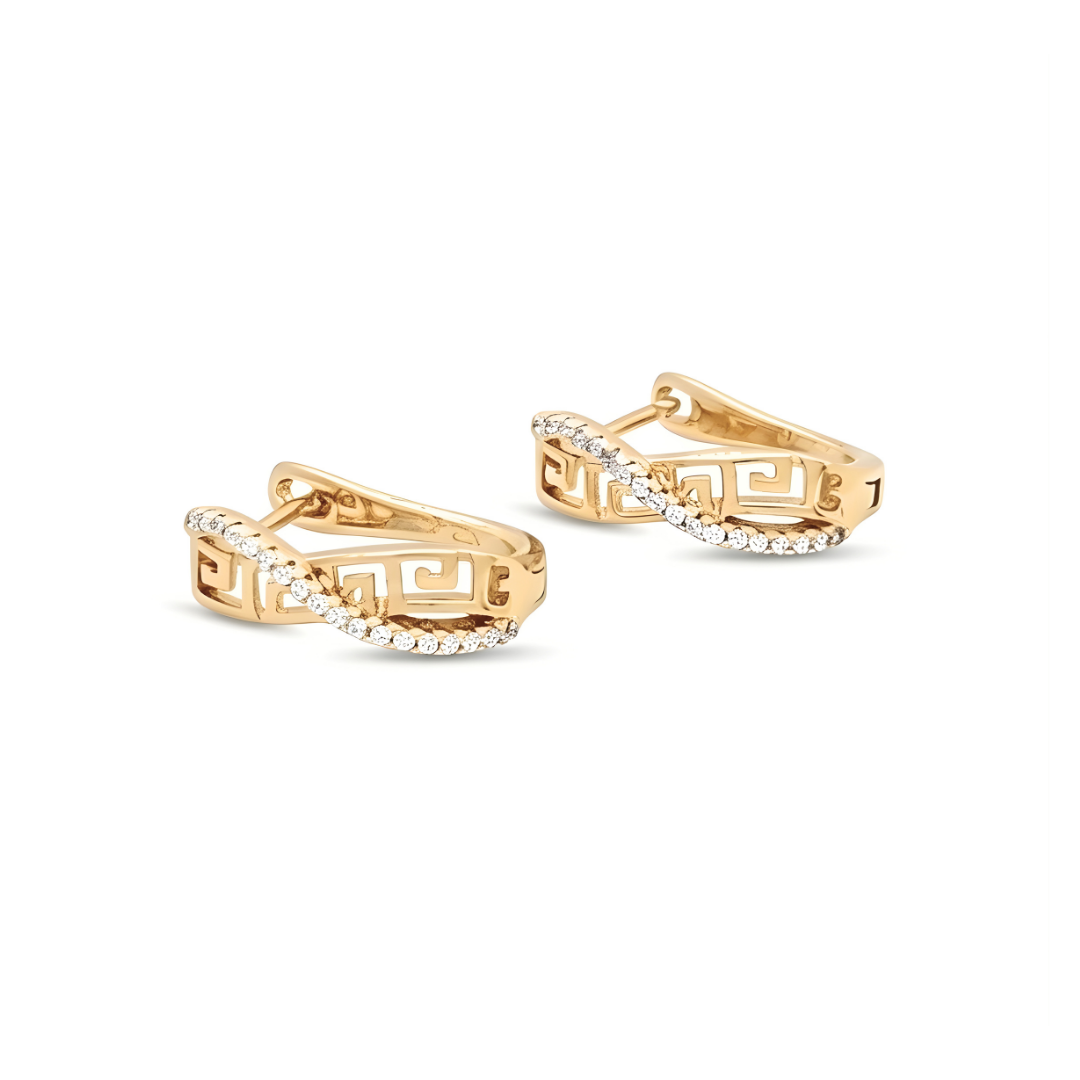 18K Gold Filled Filigree Marquise Wave CZ Huggie Earrings – Openwork Filigree Teardrop Hoop Earrings for Women